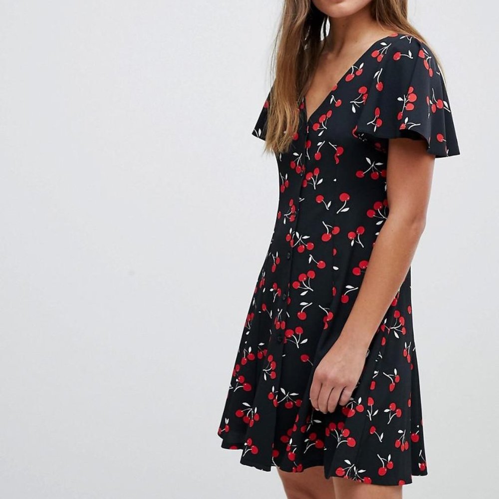 ASOS Little Black Cherry Print Dress